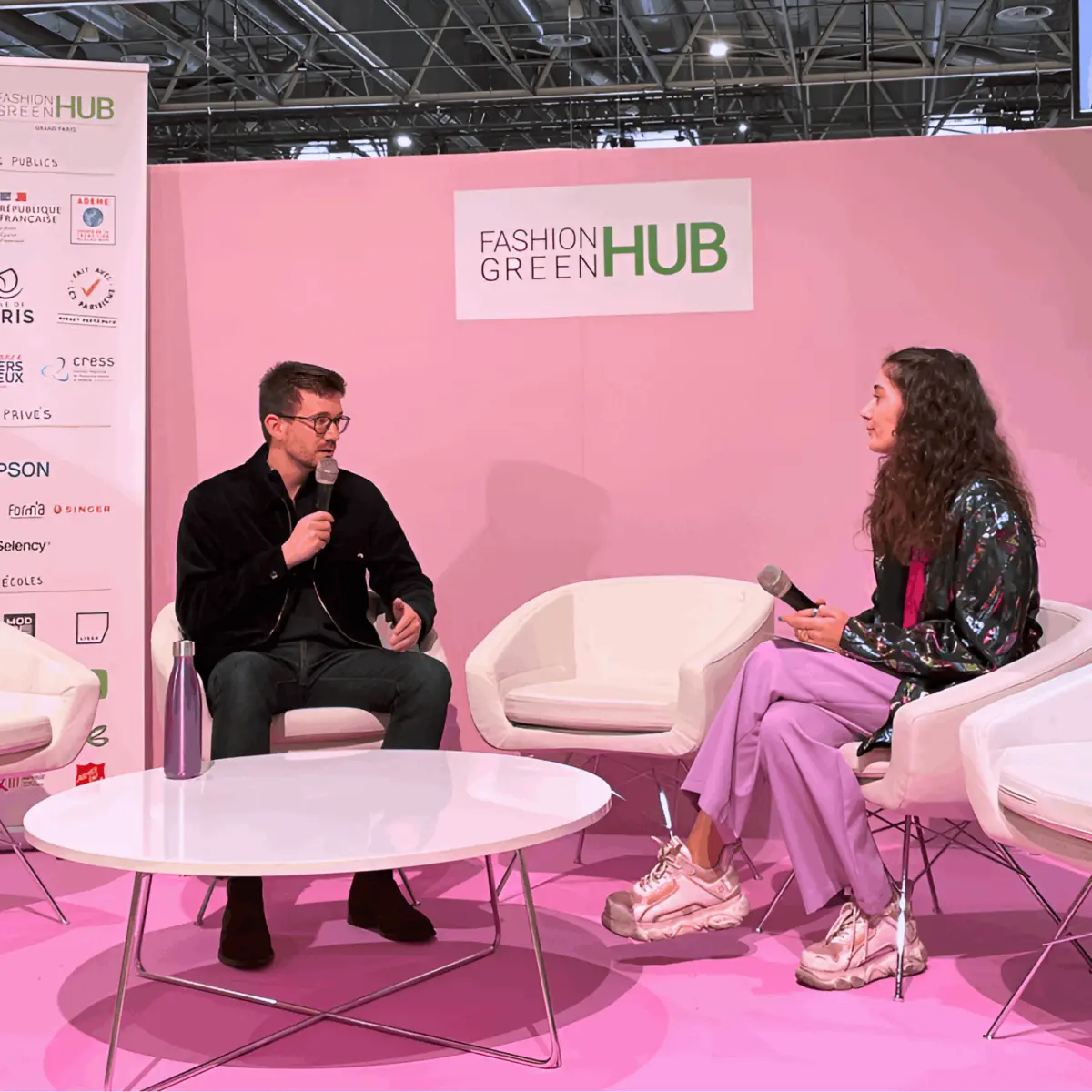 Antonin Anzou-Barré, founder of Linatis, speaking at Fashion Green Hub on Who's Next in January 2024.